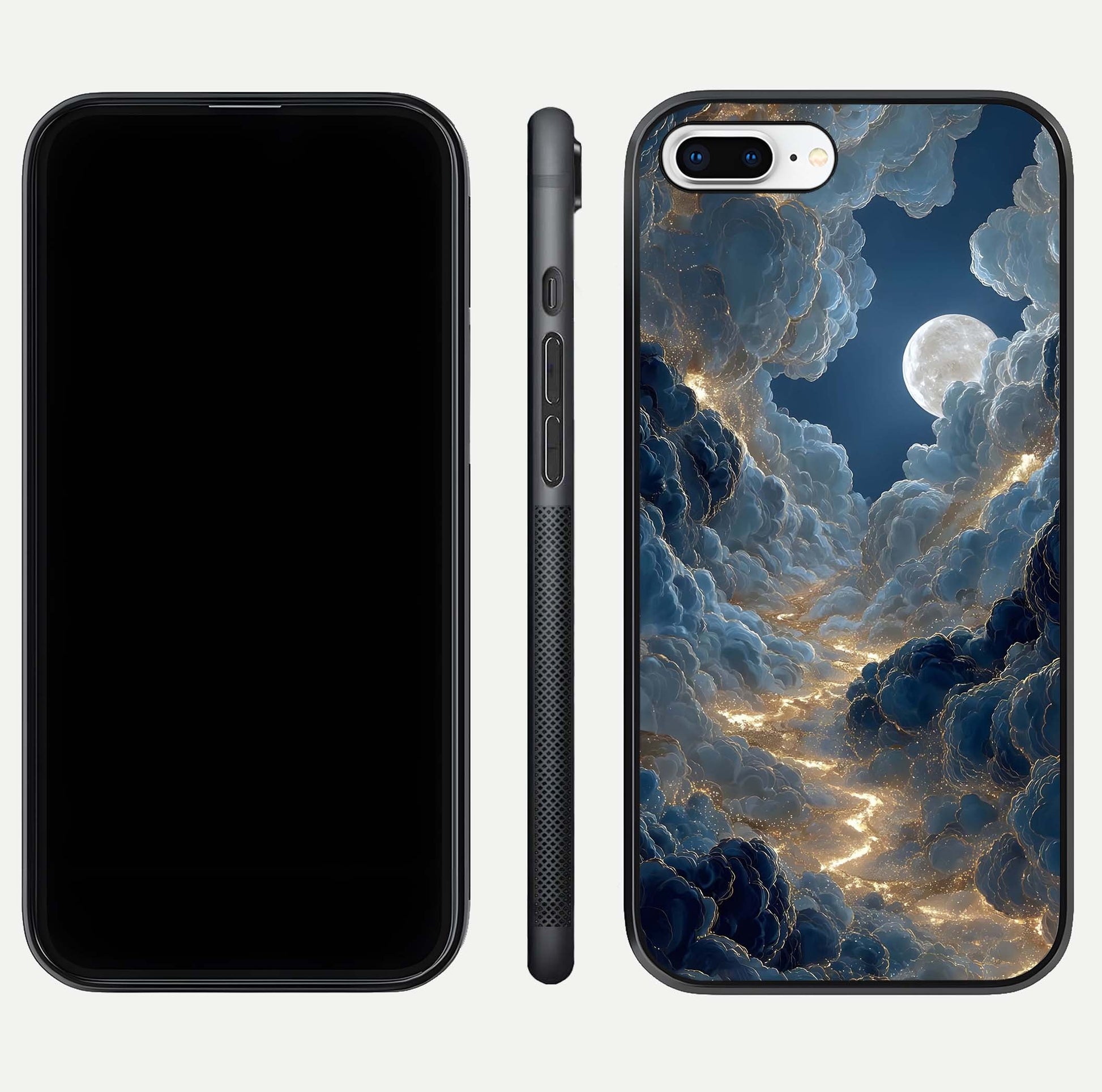 Celestial Cloud Road Glass Case for iPhone 7 Plus front-and-back layout displaying balance between light and depth