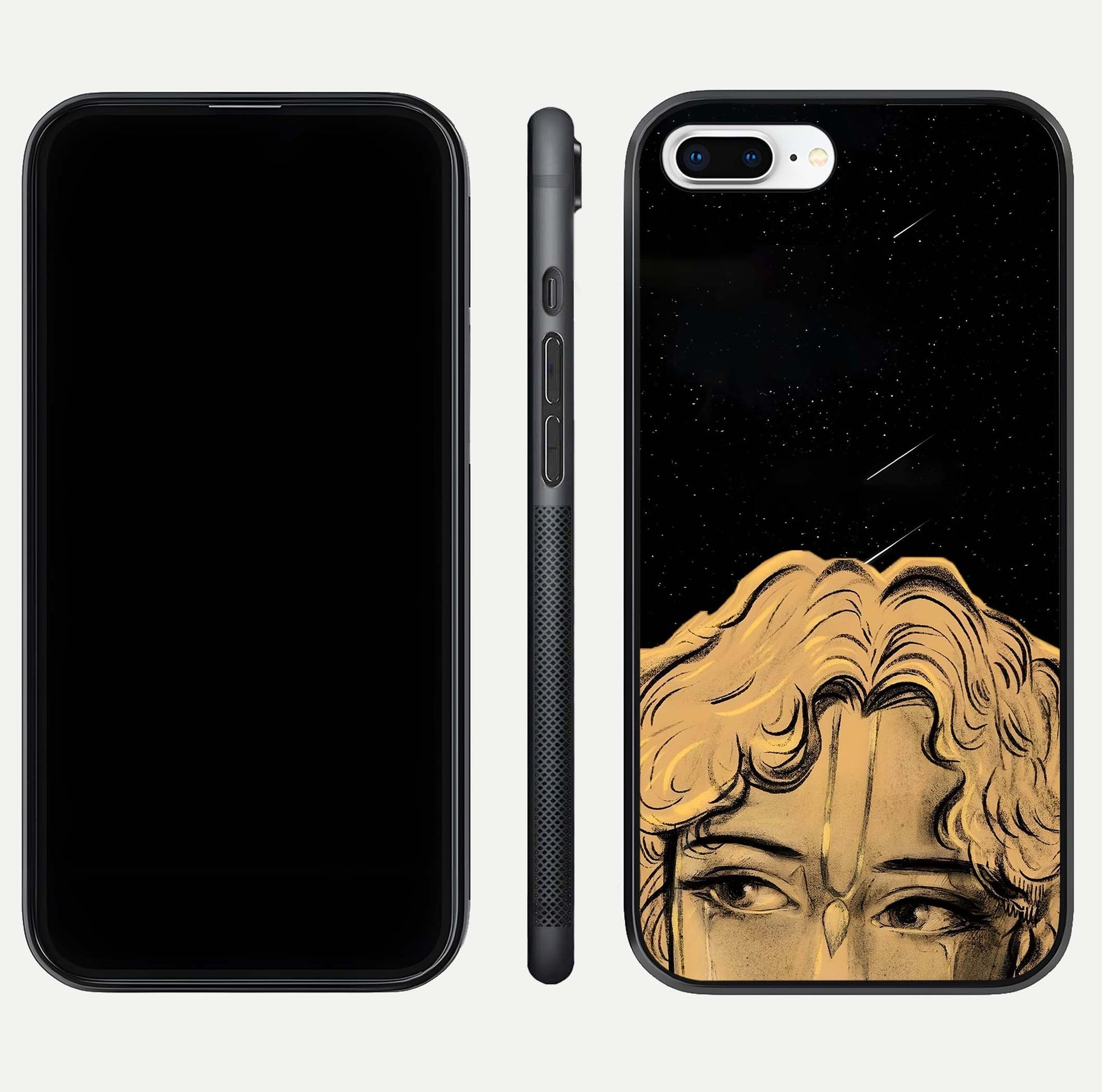 Celestial God’s Plan Glass Case for iPhone 7 Plus front & back layout showing smooth finish and spiritual art
