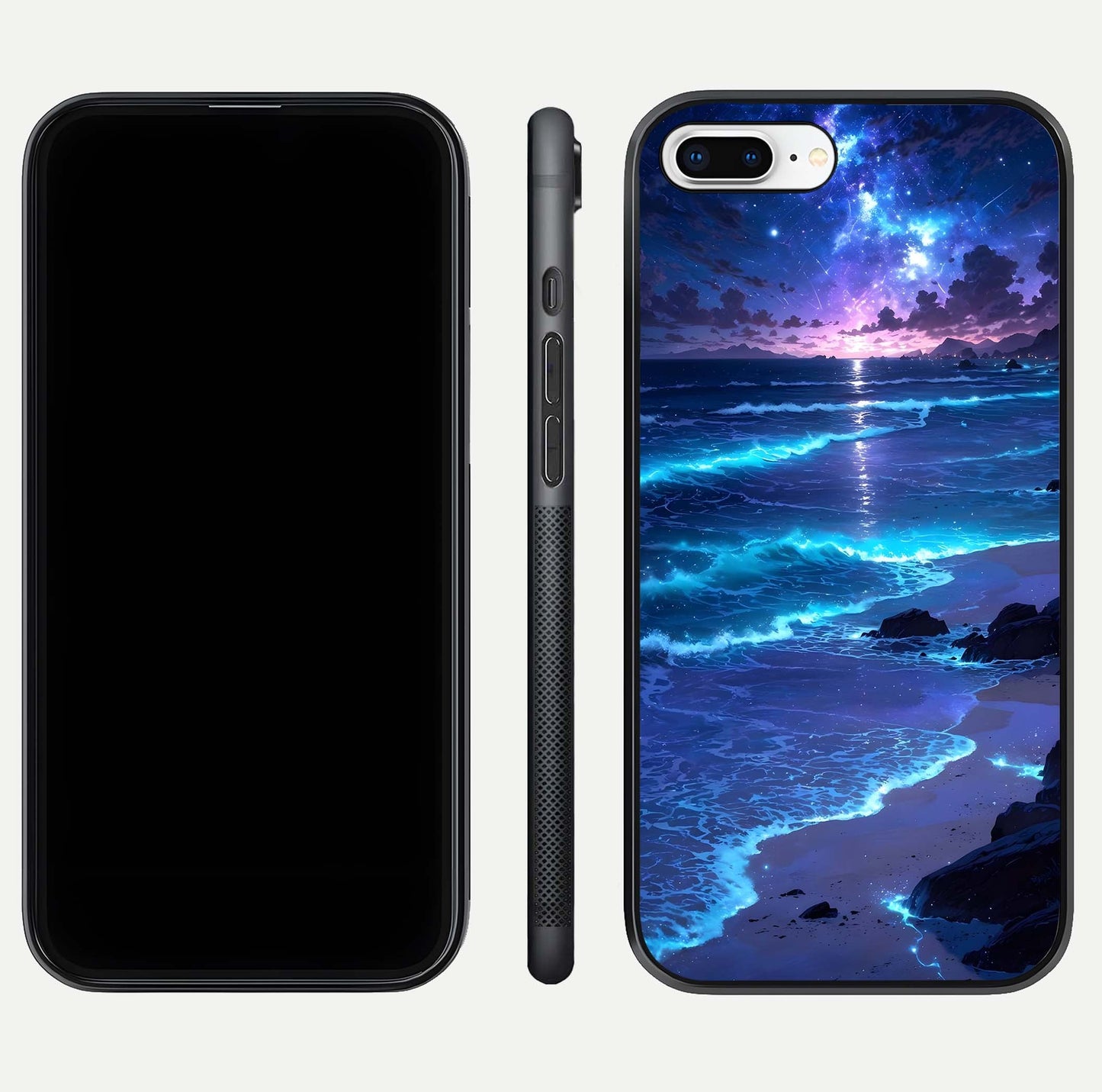 Classic Damn Look Glass Case for iPhone 7 Plus dual-view layout showing design clarity and glass polish