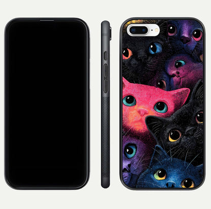 Cosmic Cats Dreams Glass Case for iPhone 7 Plus dual-view layout displaying HD print and glossy shine