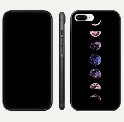 Crimson All Planets Glass Case for iPhone 7 Plus dual-view layout displaying crimson tones and curved edges