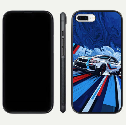 Drift Power Rush Glass Case for iPhone 7 Plus dual-view layout displaying dynamic motion art and HD gloss