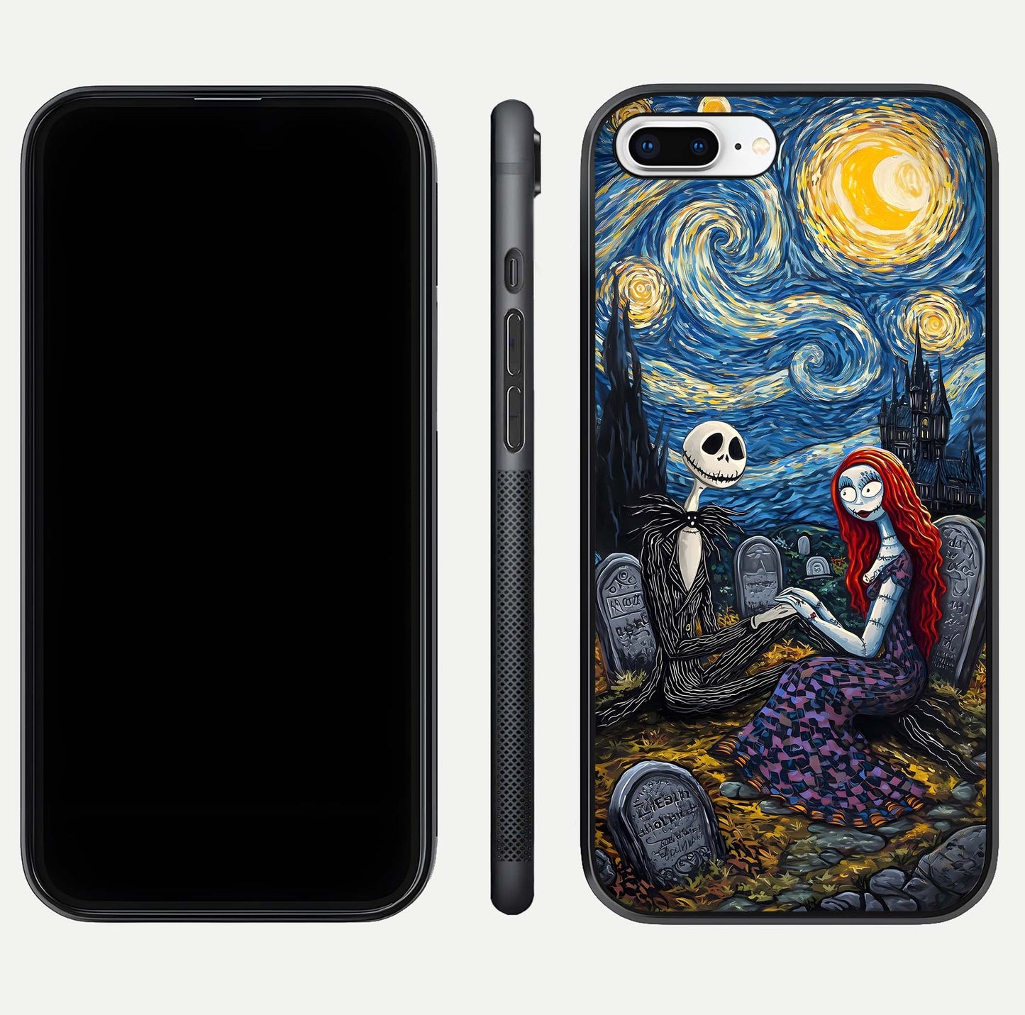 Eternal Night Love Glass Case for iPhone 7 Plus dual-view layout displaying HD art and curved polish