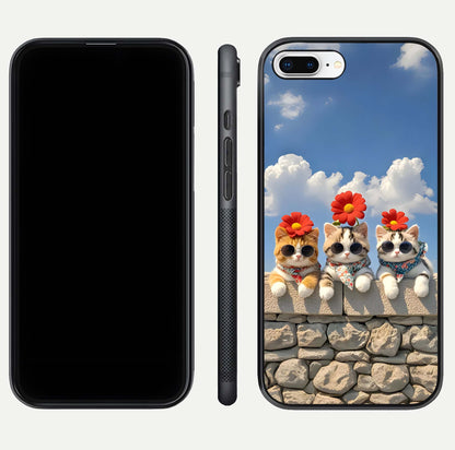 Floral Kitty Squad Glass Case for iPhone 7 Plus dual-view layout displaying vibrant tones and smooth edges