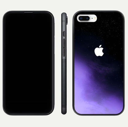 Galaxy Apple Aura Glass Case for iPhone 7 Plus front and back view layout displaying cosmic tones and premium curved glass edges
