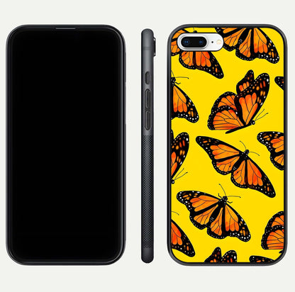 Golden Wing Flight Glass Case for iPhone 7 Plus front and back view layout highlighting graceful lines and curved glass