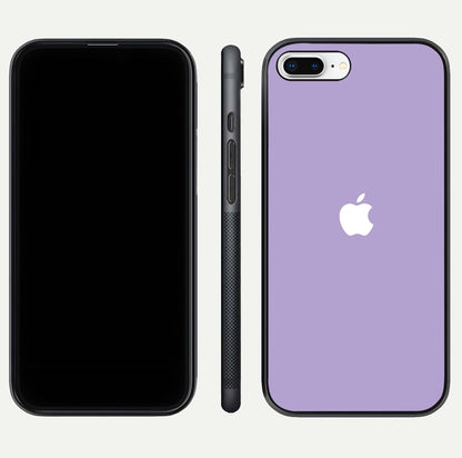 Lavender Soft Minimal Glass Case for iPhone 7 Plus front and back view layout highlighting soft hue and curved edges