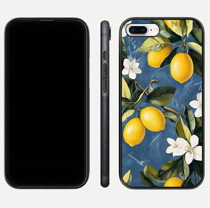 Lemon Dream Garden Glass Case for iPhone 7 Plus front and back view layout highlighting garden tones and edges
