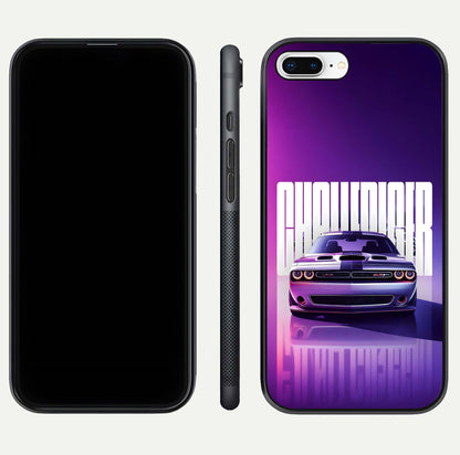Midnight Muscle Ride Glass Case for iPhone 7 Plus front & back layout with dark automotive tones and edges