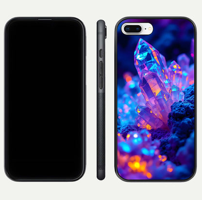 Neon Aura Shards Glass Case for iPhone 7 Plus front & back layout showing vivid tones and edge finish