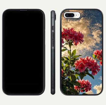 Red Bloom Skies Glass Case for iPhone 7 Plus front & back layout showing soft gradient sky tones and edges