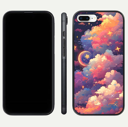 Starlit Dream Clouds Glass Case for iPhone 7 Plus front & back layout showing gradient tones and smooth edge