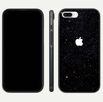 Starry Apple Galaxy Glass Case for iPhone 7 Plus front & back layout showing cosmic tones and sleek edge