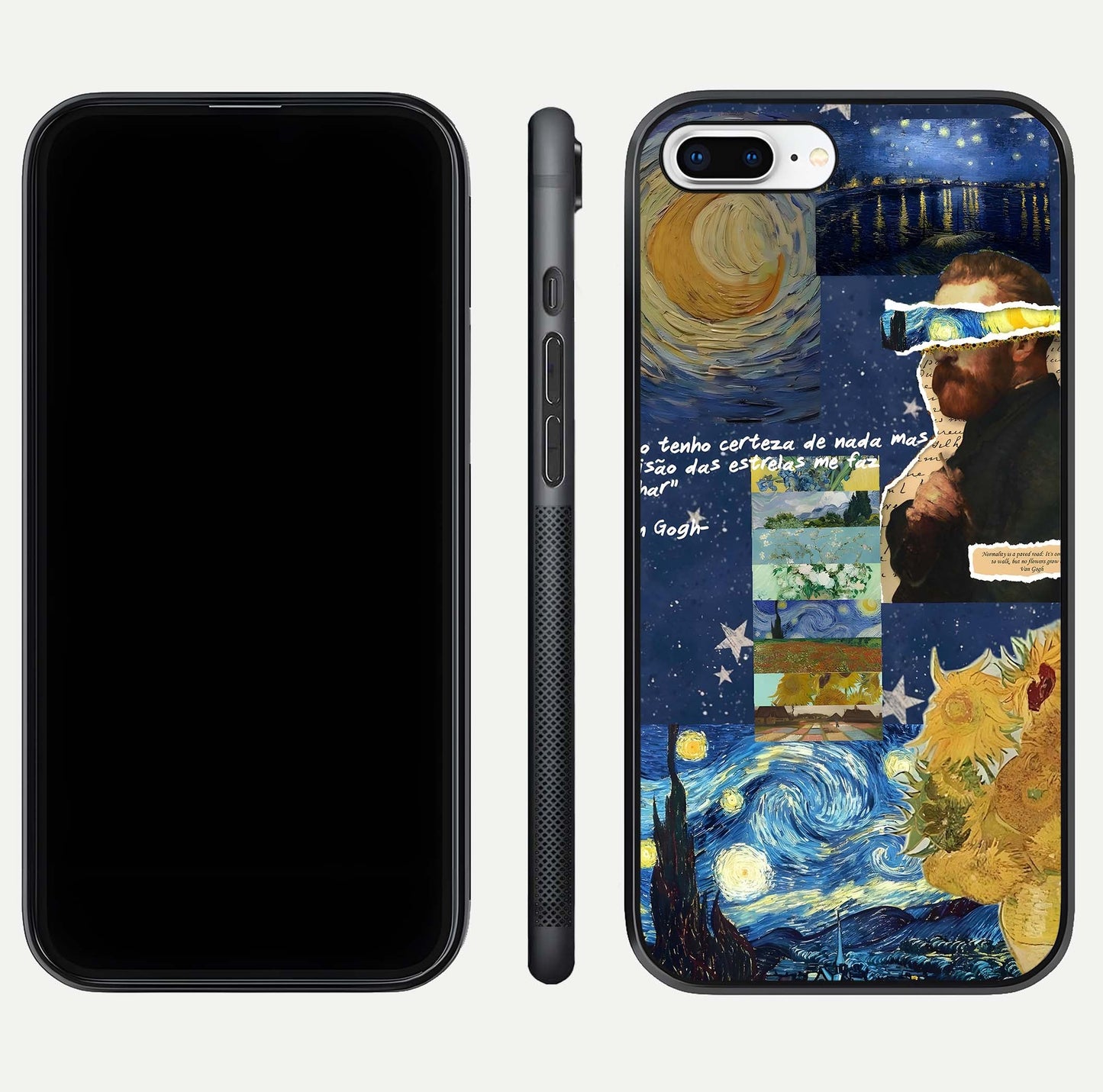 Starry Dream Vision Glass Case for iPhone 7 Plus front & back layout showing star blend and smooth edges