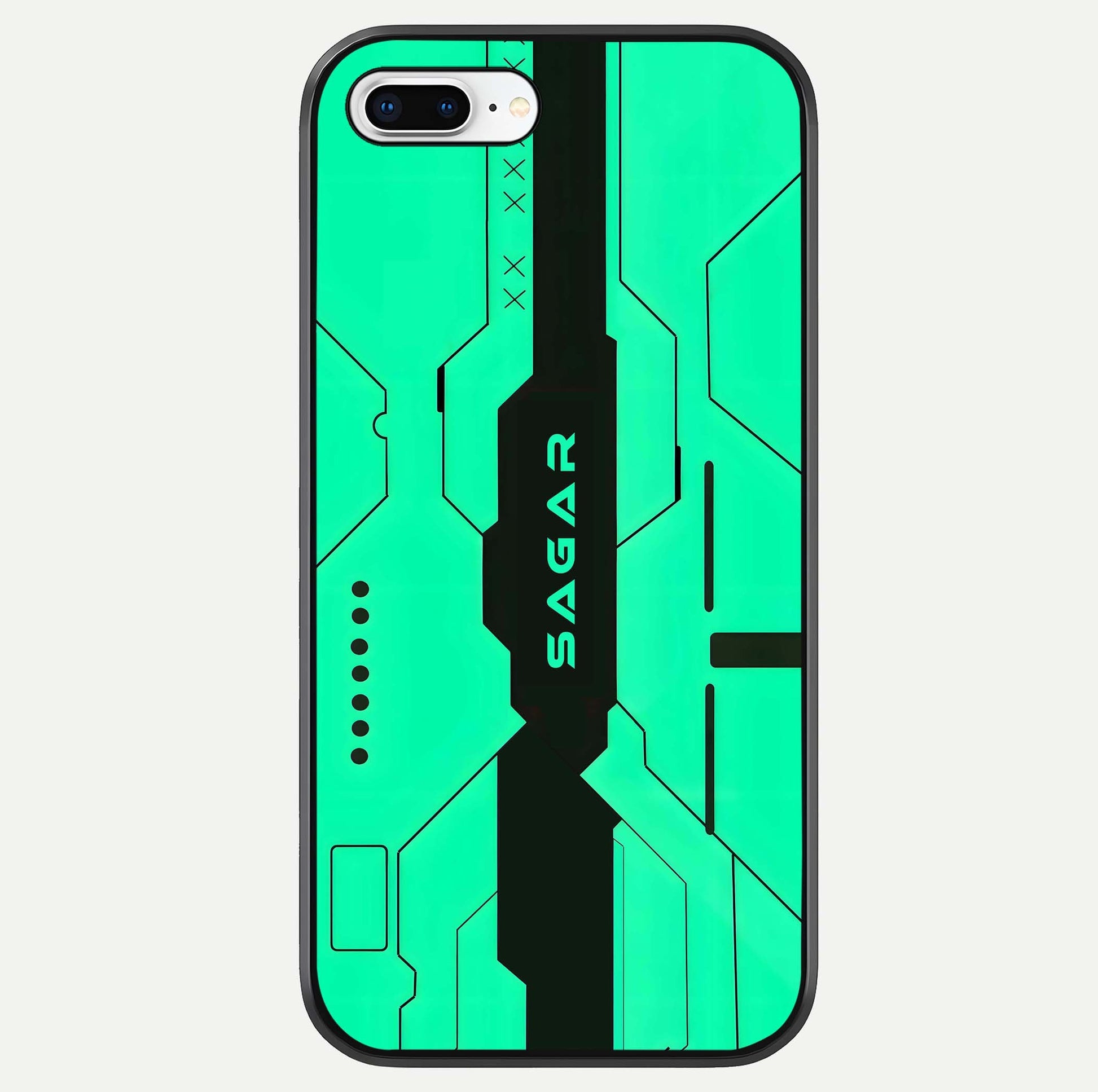 Aqua Tech CYBERPUNK Custom Name Glass Case For iPhone 16 Pro by Custom World