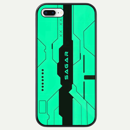 Aqua Tech CYBERPUNK Custom Name Glass Case For iPhone 16 Pro by Custom World