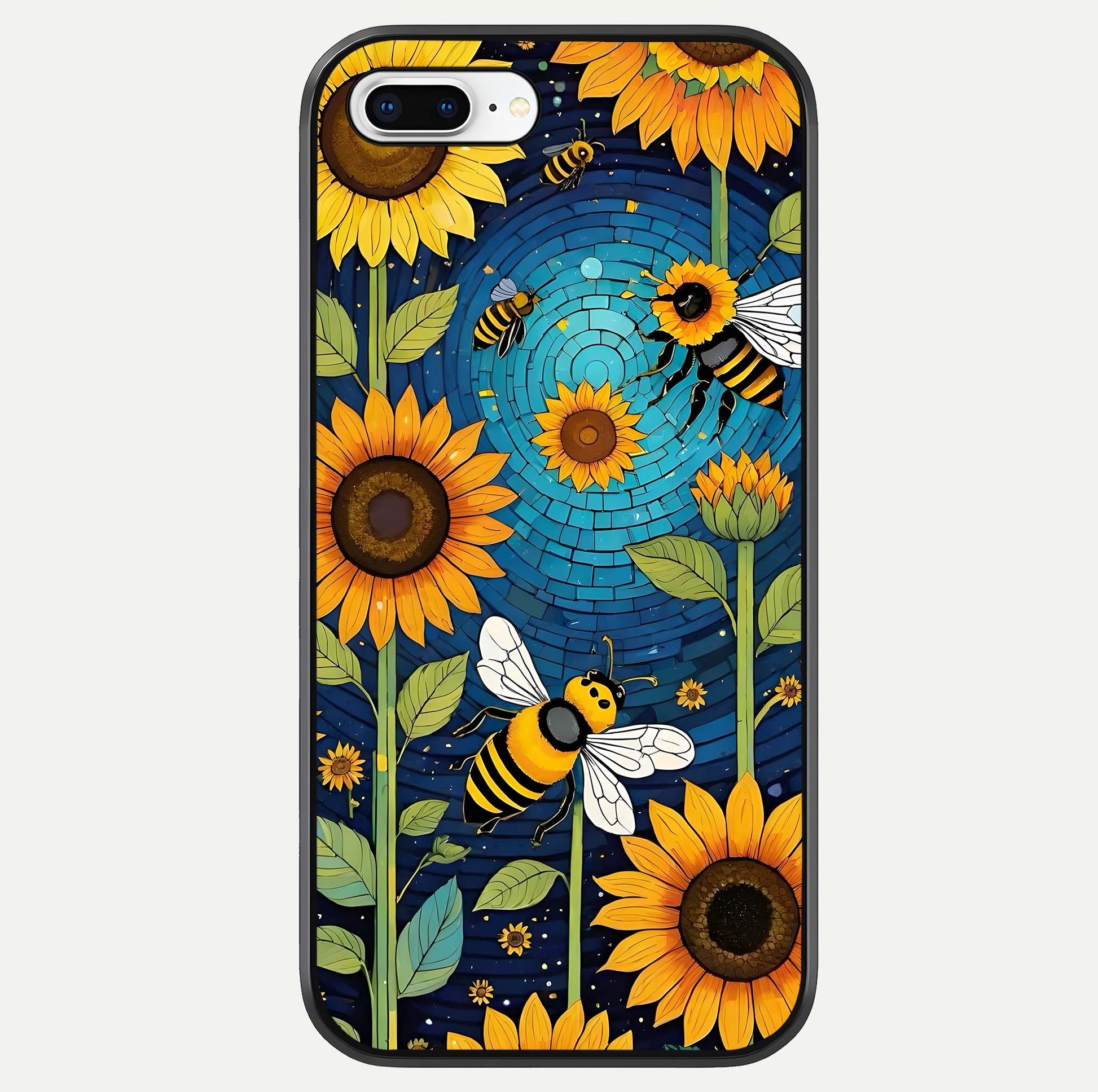 Bees & Sunflowers Glass Case For iPhone 16 Pro by Custom World