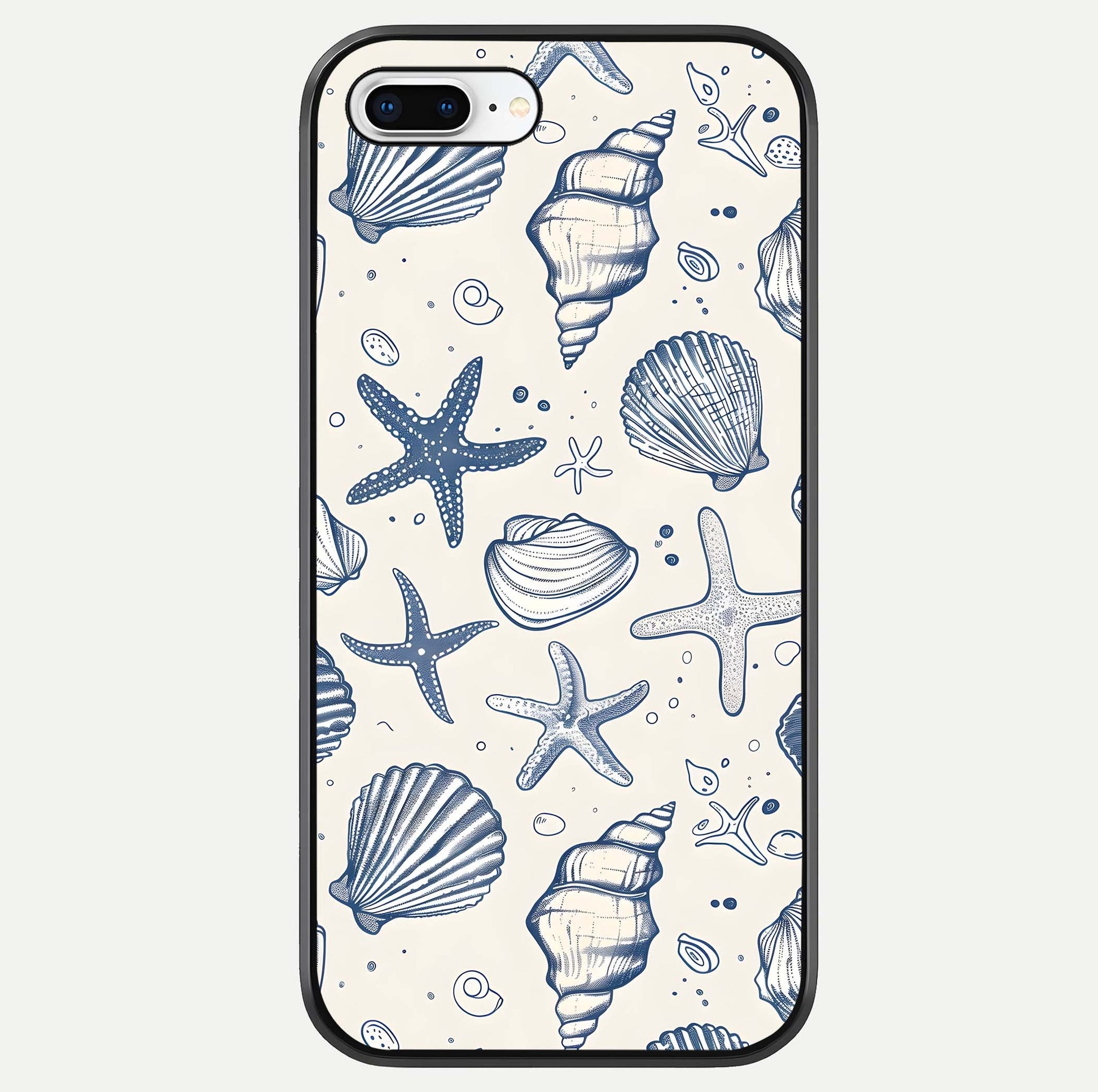 Blue Ocean Outline Glass Case For iPhone 7 Plus by Custom World
