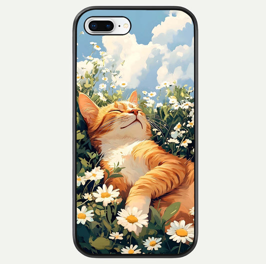 Cat & Flowers View Glass Case For iPhone 7 Plus by Custom World