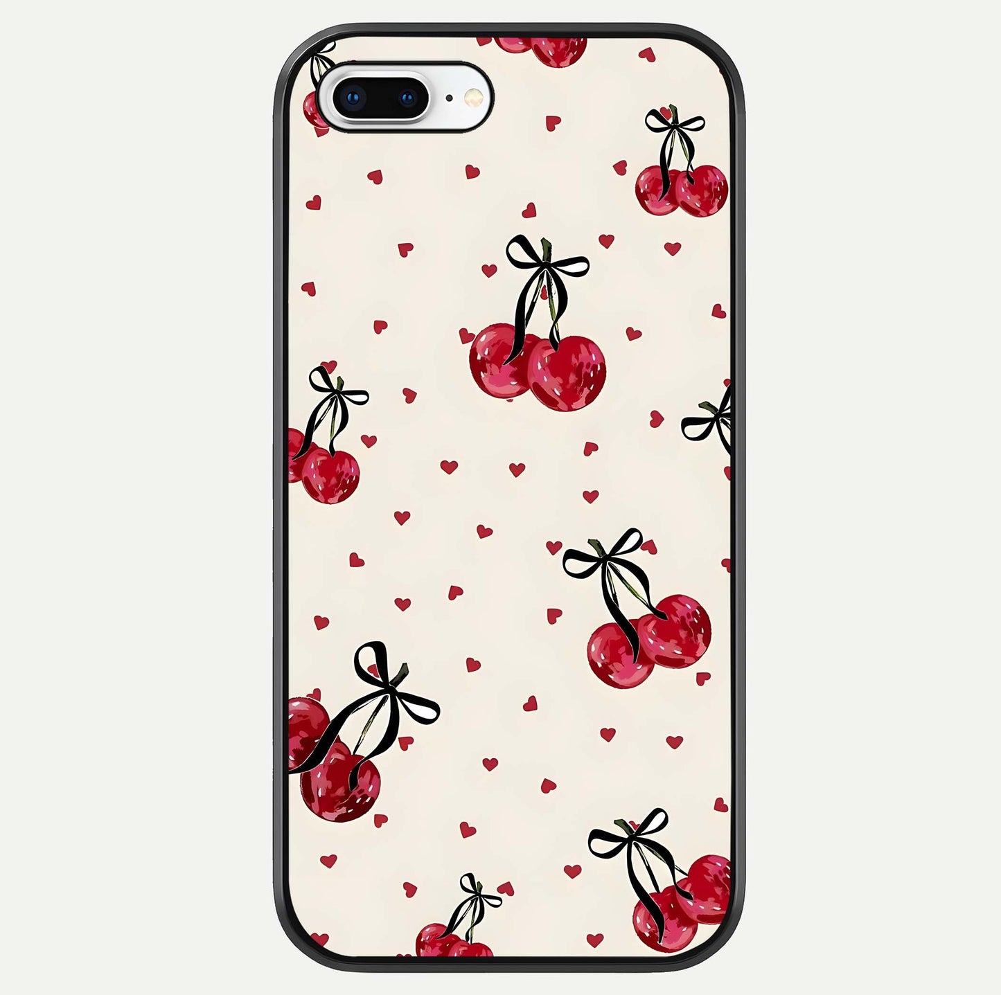 Cherry Heart Bow Glass Case For iPhone 7 Plus by Custom World