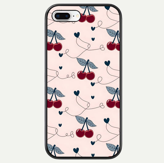 Cherry Heart Line Glass Case For iPhone 7 Plus by Custom World