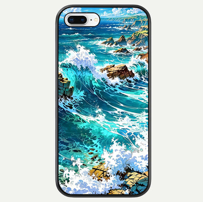 Coastal Blue Waves Glass Case For iPhone 7 Plus by Custom World