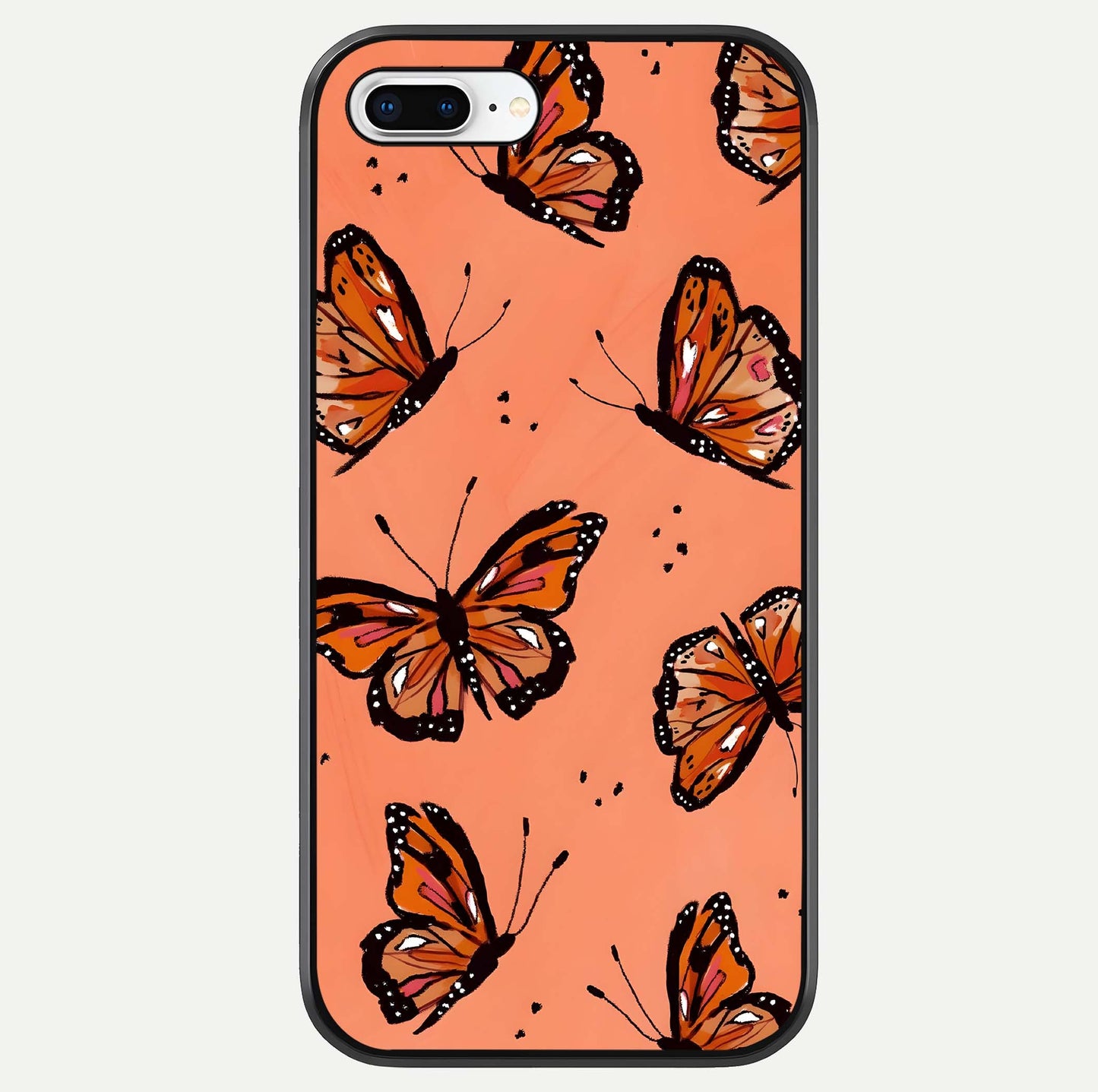 Coral Wing Butterfly Glass Case For iPhone 7 Plus by Custom World
