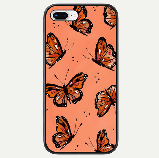 Coral Wing Butterfly Glass Case For iPhone 7 Plus by Custom World