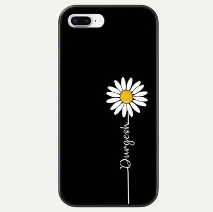Custom Name White Flower Glass Case For iPhone 7 Plus by Custom World