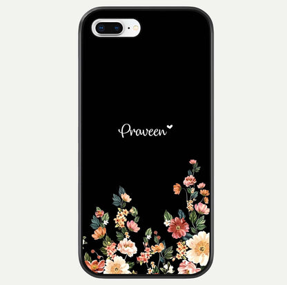 Floral Design Personalized Custom Name Glass Case For iPhone 7 Plus by Custom World