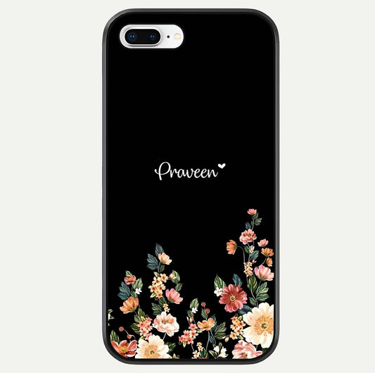 Floral Design Personalized Custom Name Glass Case For iPhone 7 Plus by Custom World