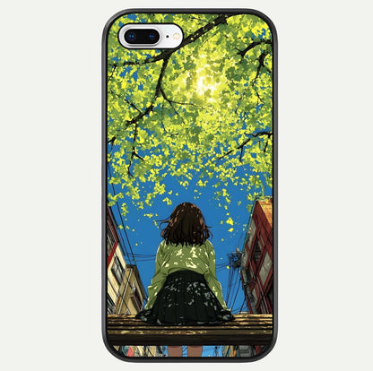 Golden Leaves Glow Glass Case For iPhone 7 Plus by Custom World