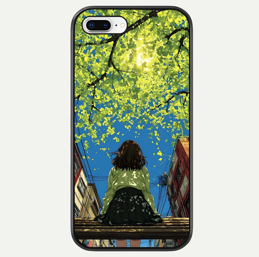 Golden Leaves Glow Glass Case For iPhone 7 Plus by Custom World