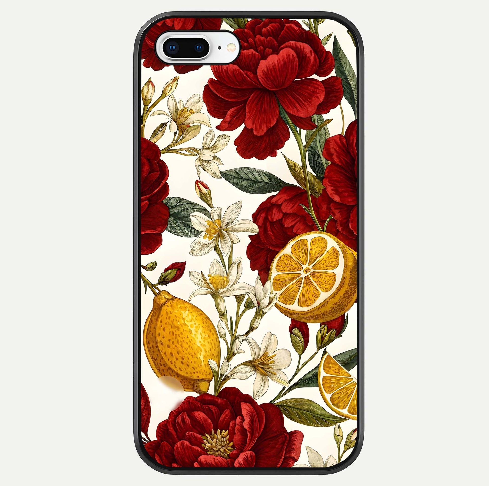 Lemon Rose Charm Glass Case For iPhone 7 Plus by Custom World