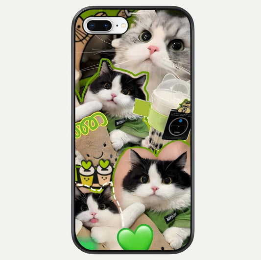 Matcha Cats Mood Glass Case For iPhone 7 Plus by Custom World