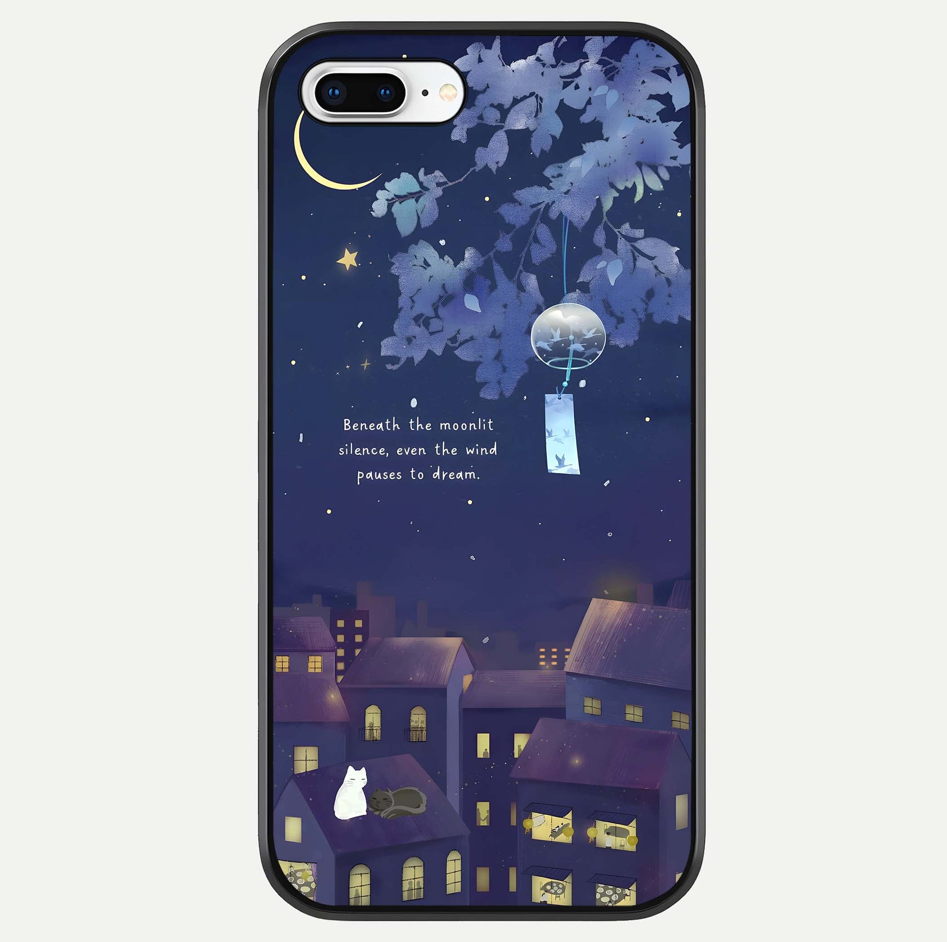 Moonlit Cat Silence Glass Case For iPhone 7 Plus by Custom World
