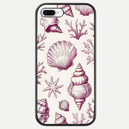 Pink Shells Outline Glass Case For iPhone 7 Plus by Custom World