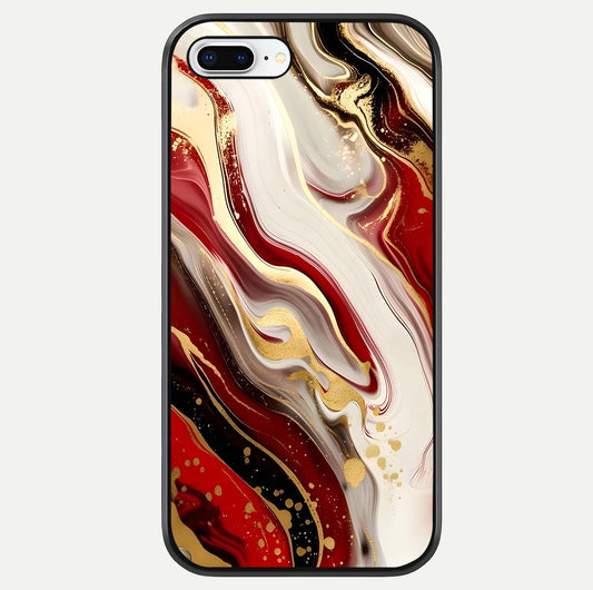 Red & White Marble Glass Case For iPhone 7 Plus