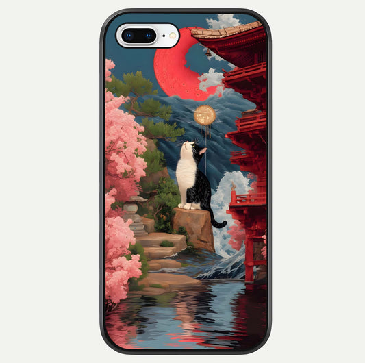 Temple Cat Scenery Glass Case For iPhone 7 Plus by Custom World