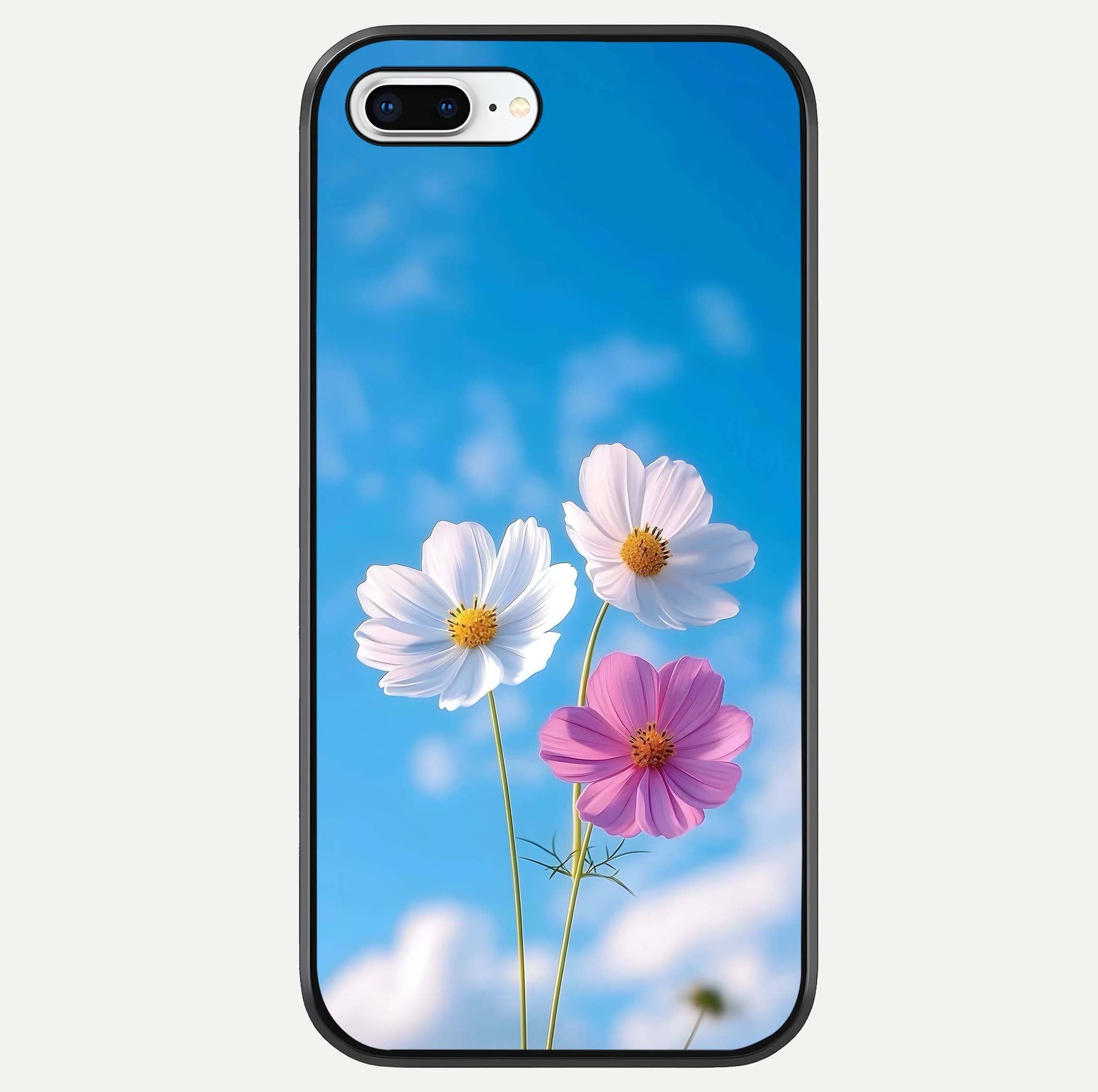 Triple Flowers With Sky Glass Case For iPhone 7 Plus by Custom World