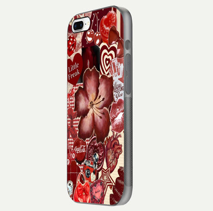 Aesthetic Little Freak Glass Case for iPhone 16 Pro side-angle image showing colorful design, camera module, and glossy finish reflection