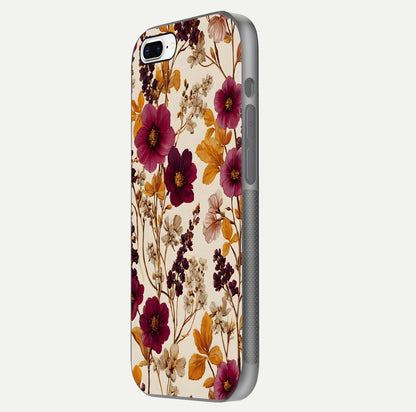 Autumn Wine Bloom Glass Case for iPhone 16 Pro side-angle showcasing floral design, texture gloss, and camera frame