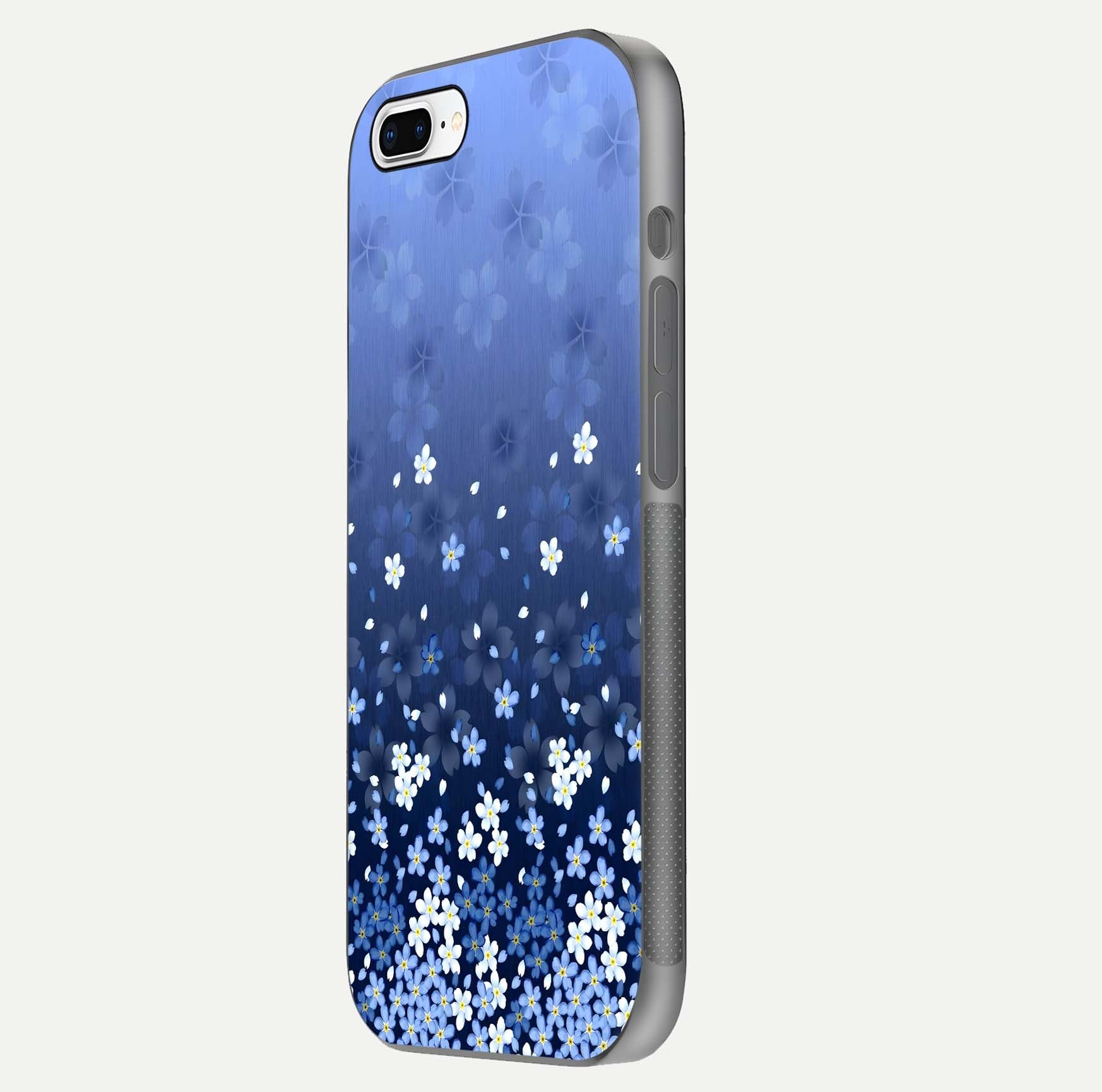 Blue Starry Glass Case for iPhone 7 Plus side-angle photo showing light reflection and detailed star pattern