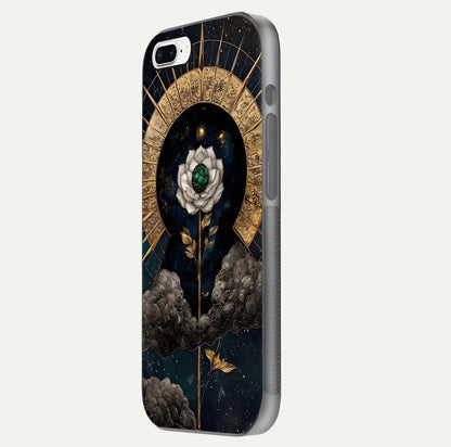 Celestial Lotus Morang Glass Case for iPhone 7 Plus side-angle image capturing shine and smooth curvature