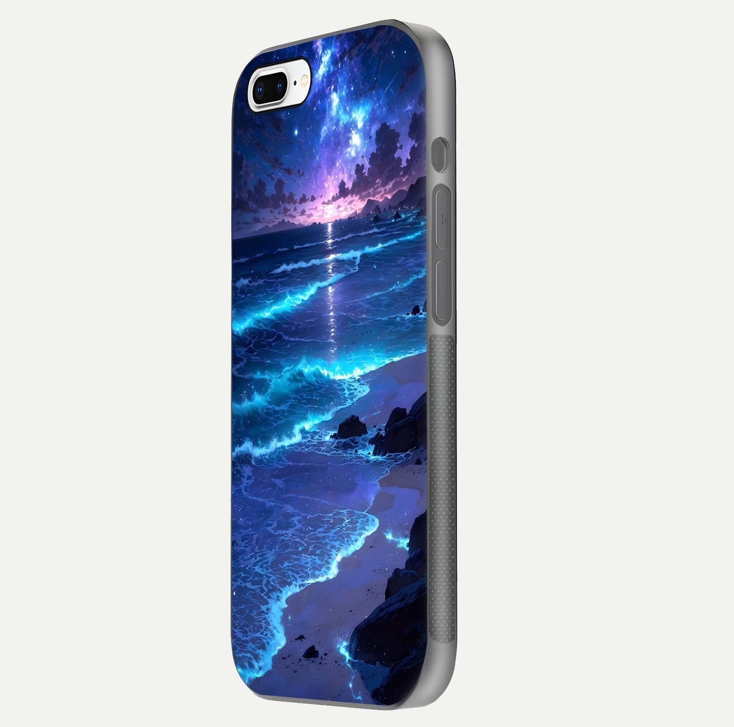 Classic Damn Look Glass Case for iPhone 7 Plus side-angle photo showing shine texture and curve reflection