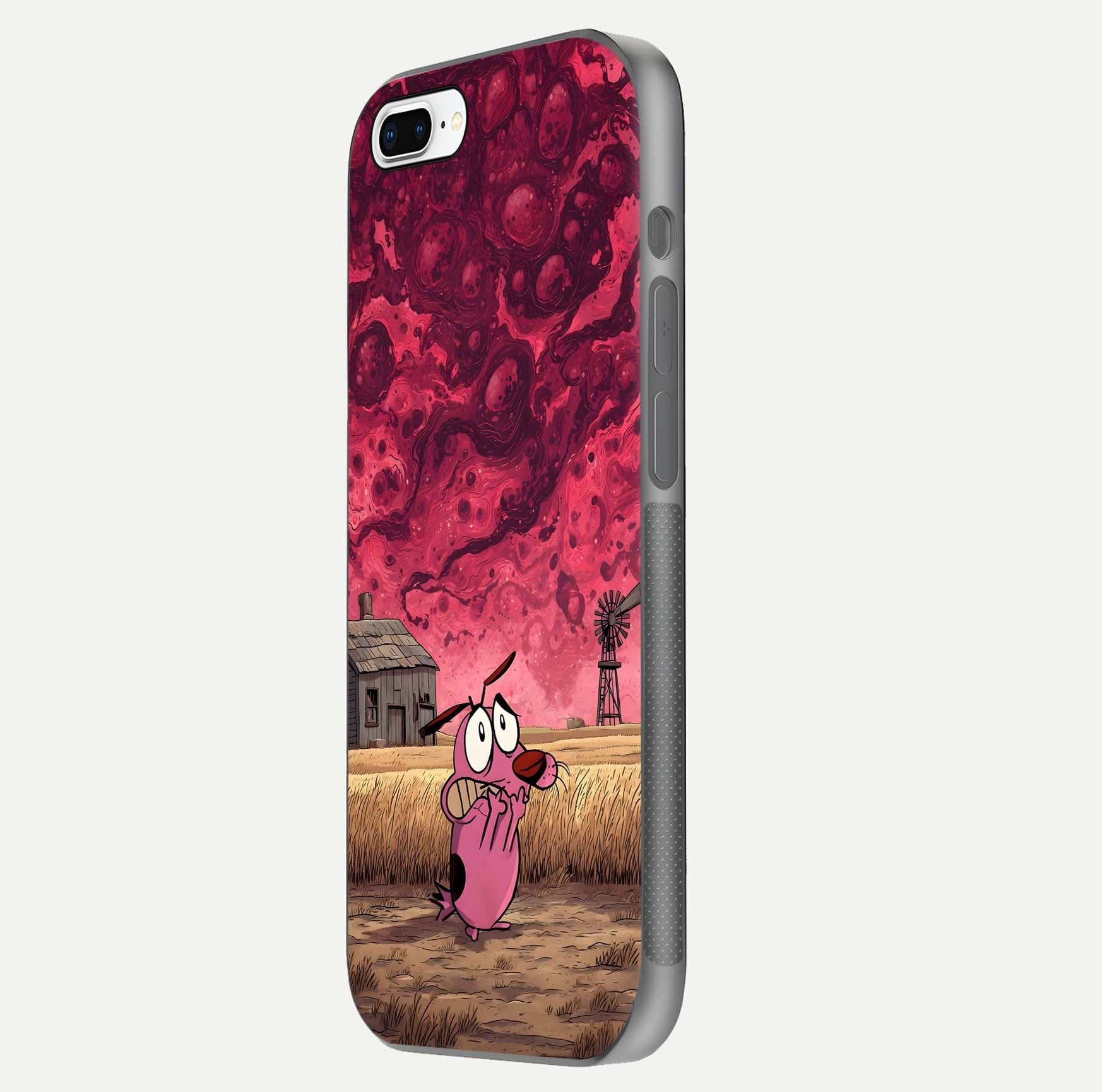 Courage Under Sky Glass Case for iPhone 7 Plus side-angle photo showing gloss tone and curve highlight