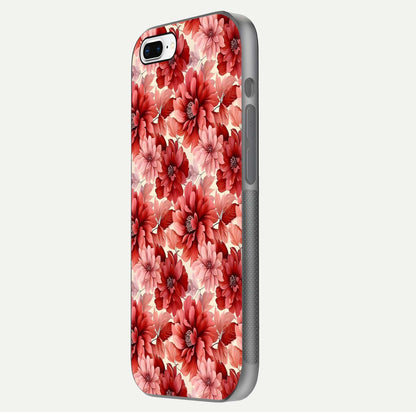 Crimson Love Petals Glass Case for iPhone 7 Plus side-angle photo showing reflection glow and edge clarity