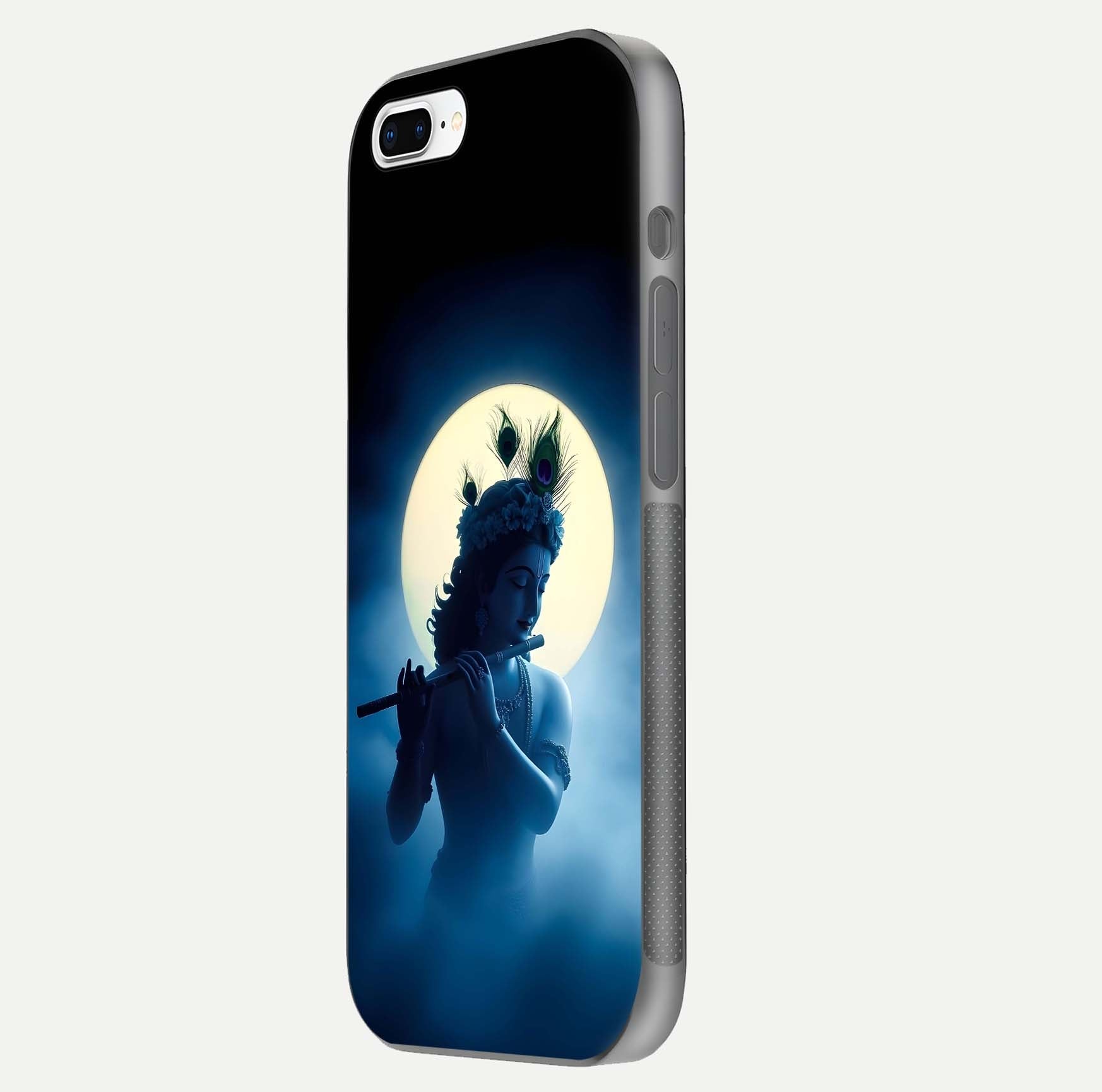Divine Moon Flute Glass Case for iPhone 7 Plus side-angle image capturing reflection depth and soft color