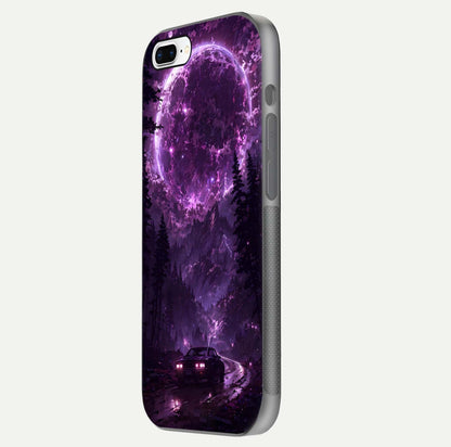 Eternal Cosmic Drive Glass Case for iPhone 7 Plus side-angle image showing reflection texture and color contrast
