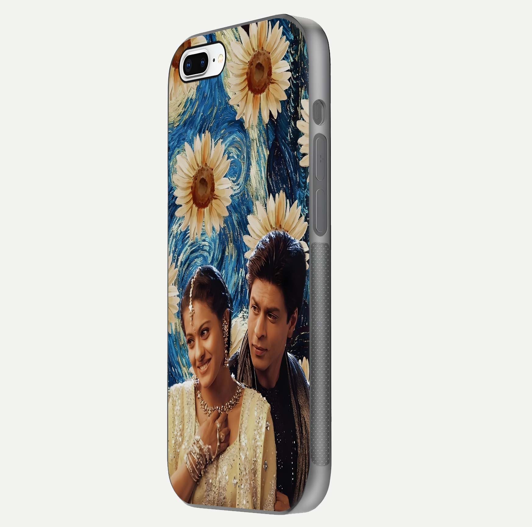 Eternal Love Story Glass Case for iPhone 7 Plus side-angle photo showing curved edges and polished surface